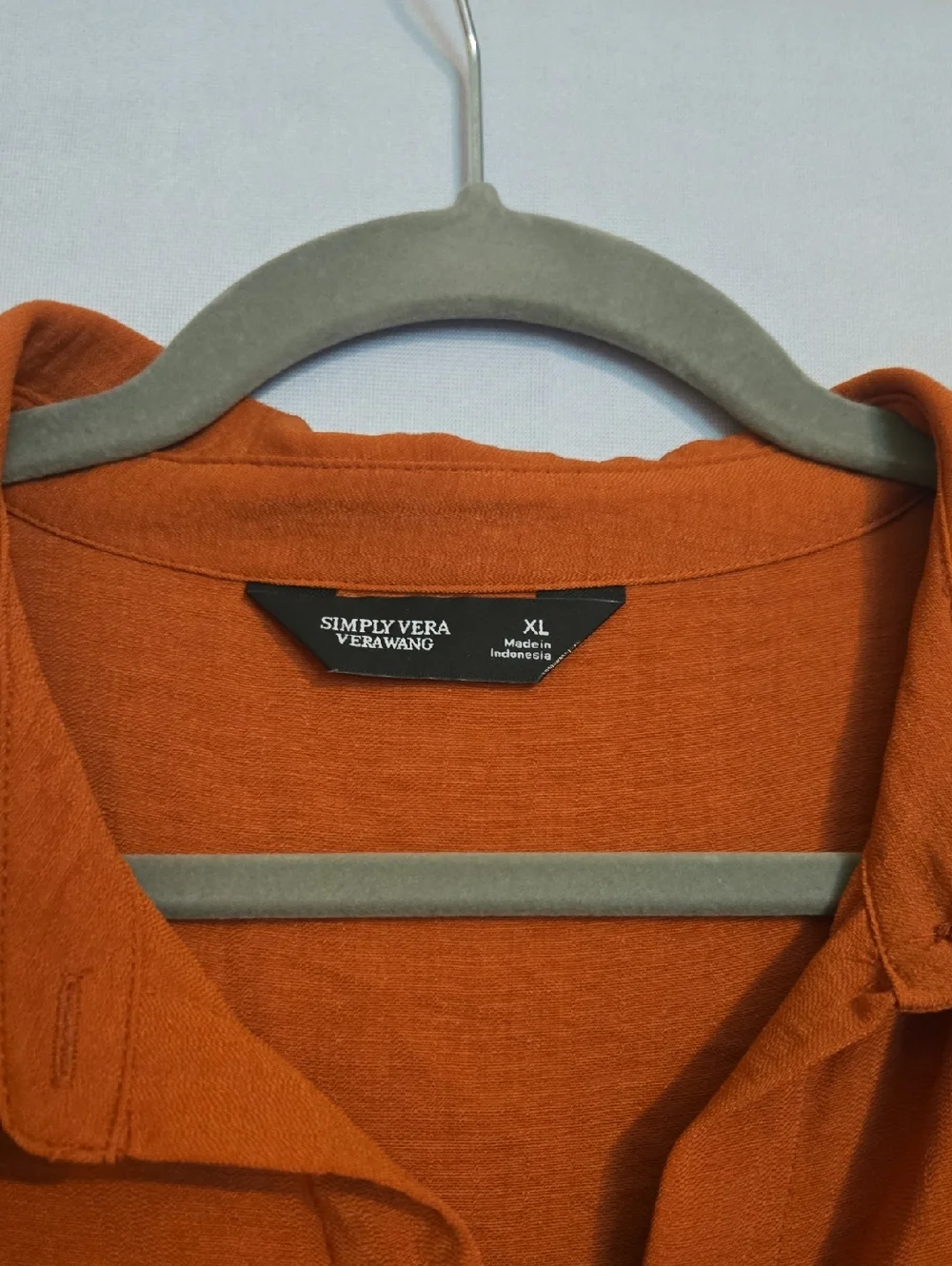 Simply Vera Vera Wang Rust-Colored Button-Front Tie Hem Shirt Size Xl NWT - Picture 3 of 8